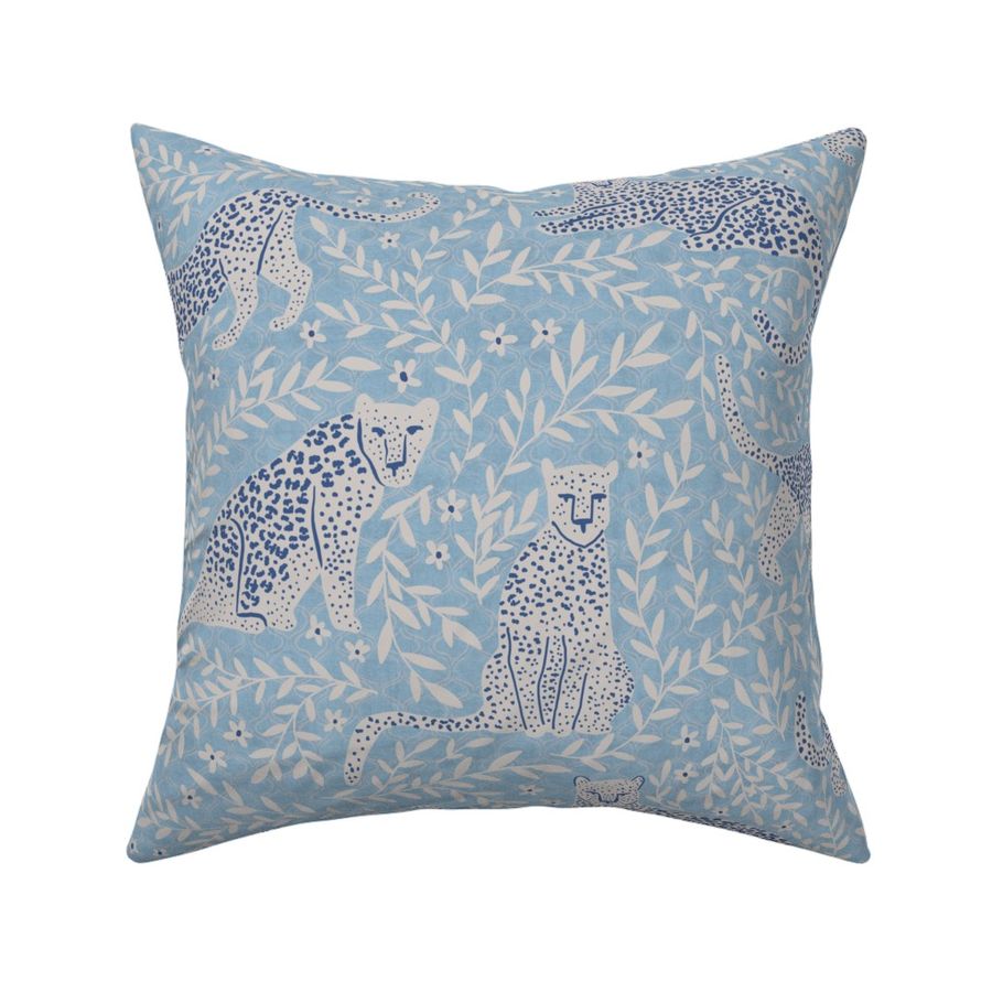 Jungle cat - soft blue  muted tones