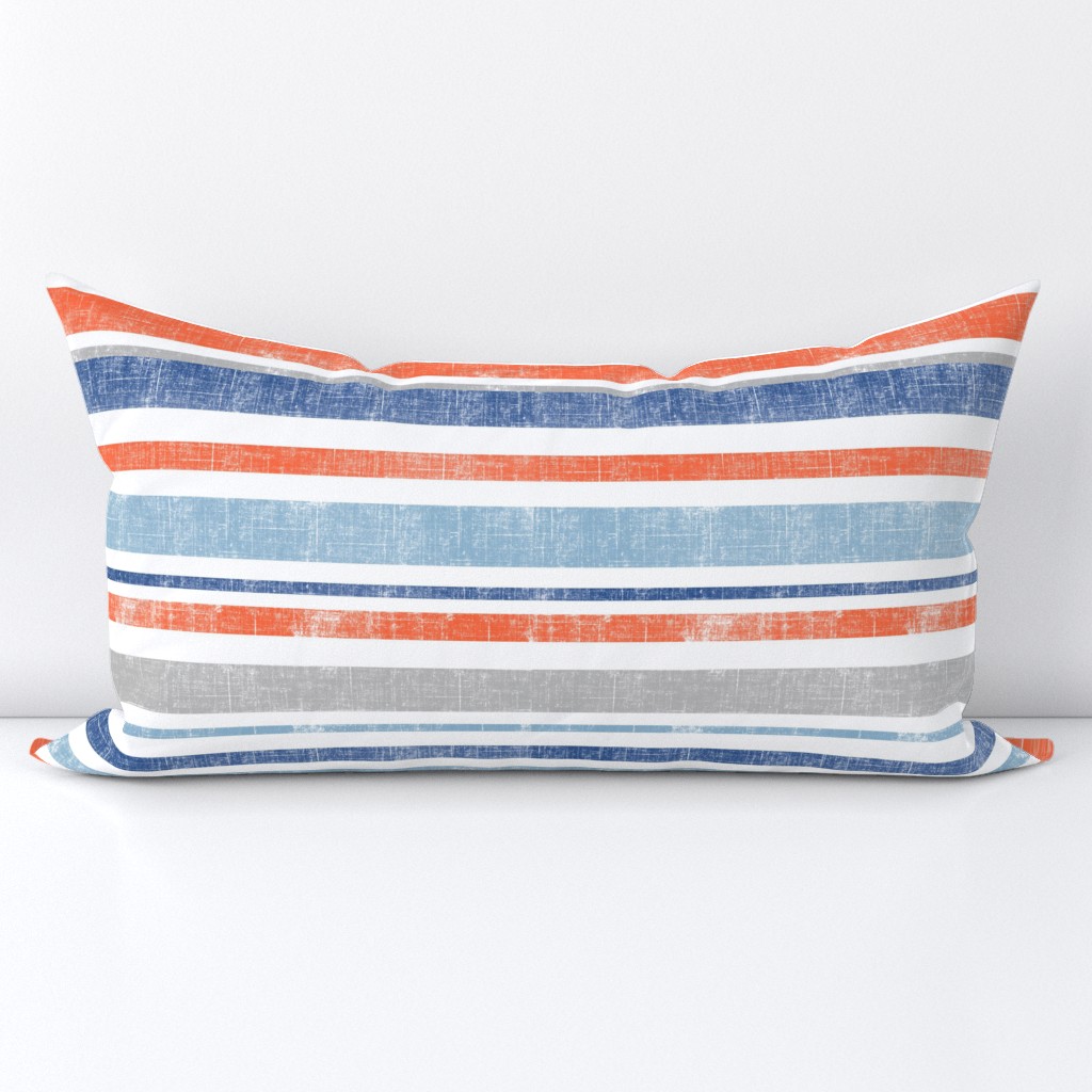 Going with The Flow Nautical Fish Stripes in Blue and Orange - Large Scale