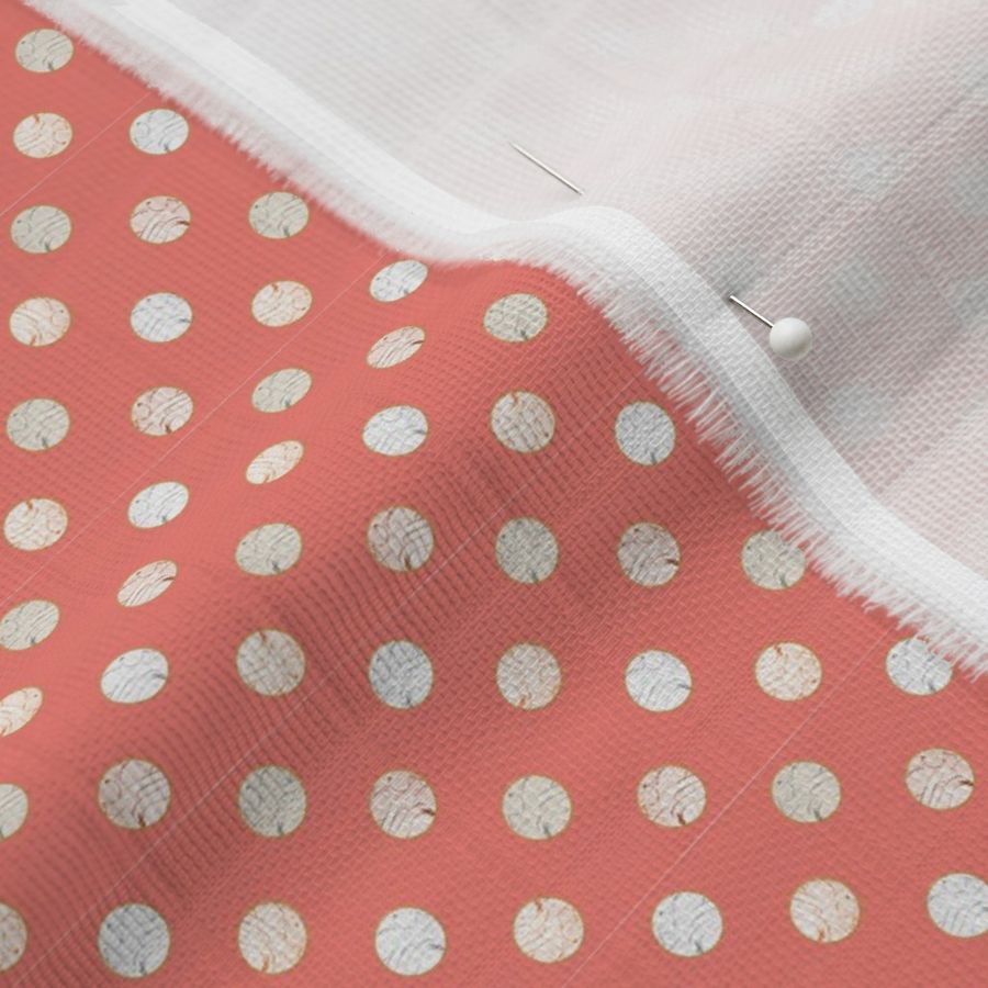 coral polka dot fabric or wallpaper