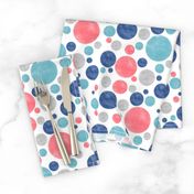 Going with The Flow Nautical Polkadots in Coral and Blue - Large Scale