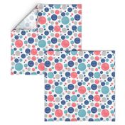 Going with The Flow Nautical Polkadots in Coral and Blue - Large Scale