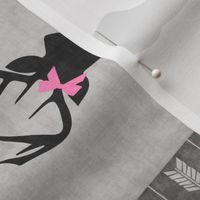 My favourite hunter calls me mom//Pink&Black - Wholecloth Cheater Quilt - Rotated