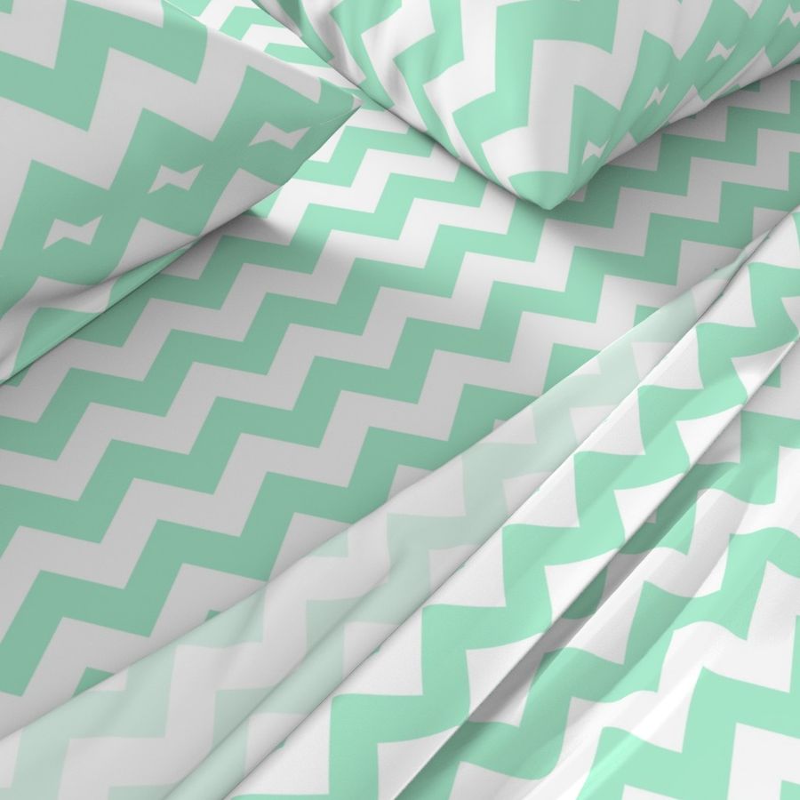 1" white mint chevron