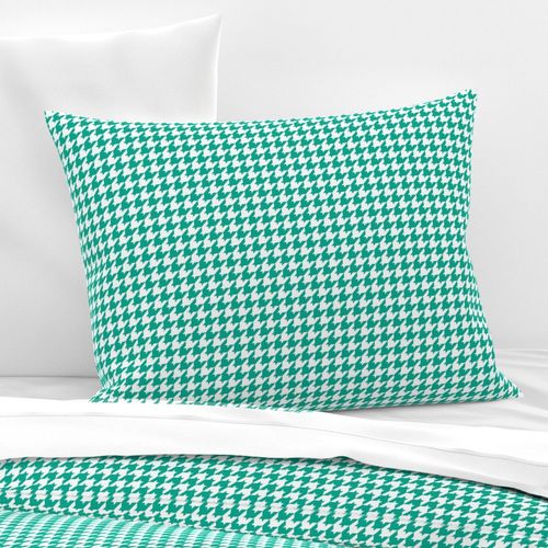 Houndstooth Pattern - Peacock Green and White