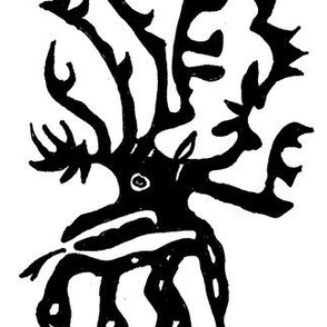 Abstract Elk Creature - Black and White