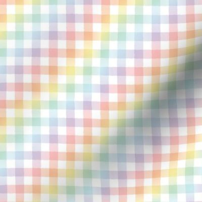 Pastel Rainbow Gradient Gingham - Small Scale