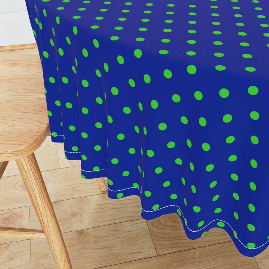 Polka Dots - Green Dots on a royal blue background