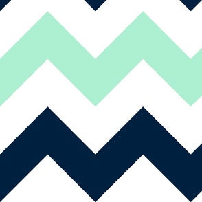 3" white mint blue chevron