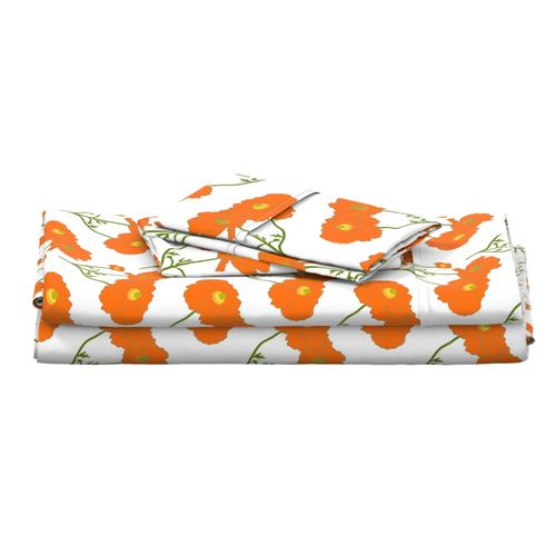 Floating Oriental Floral - pumpkin on white, medium to large 