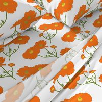 Floating Oriental Floral - pumpkin on white, medium to large 