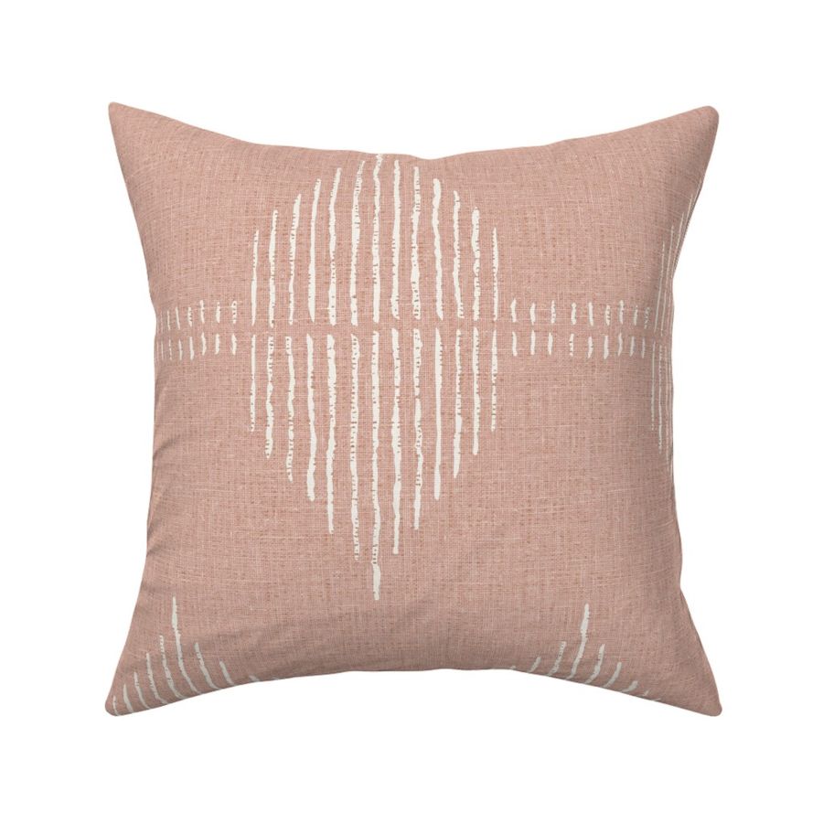 Boho southwestern modern Geometric - Pink and Bone - textured linen look interiors