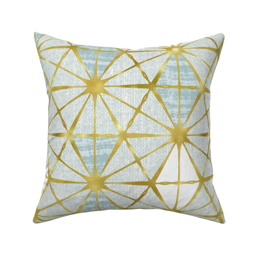 Luminous - Gilded Light Aqua Blue Ivory Geometric Jumbo Scale