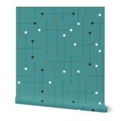 Retro Crosshatch-Mid Mod-Atomic-Plaid-Dots Grid-Teal Ocean-Large