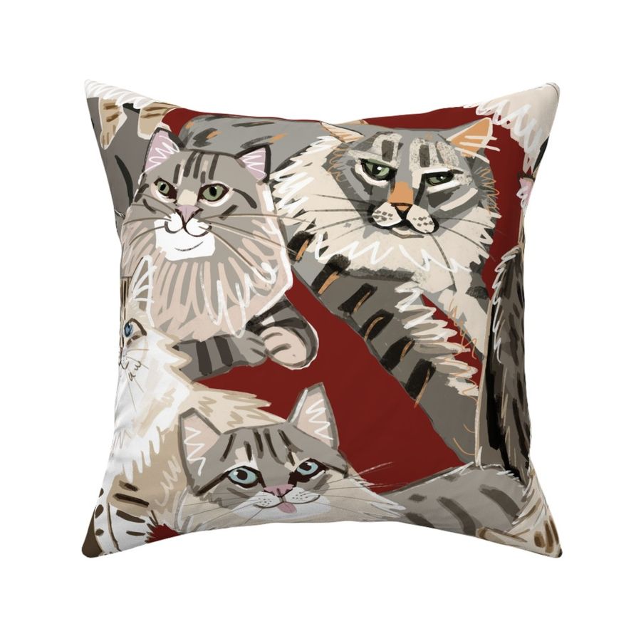 Cat Paradise Pattern red Big scale