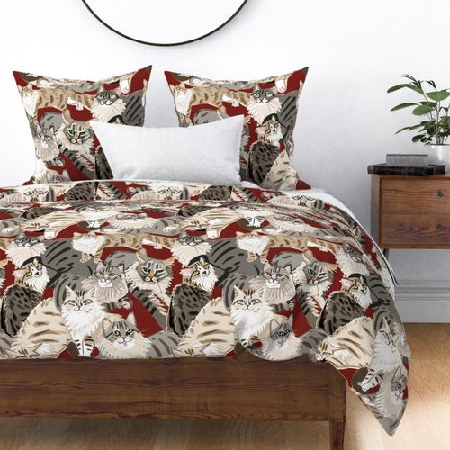 Cat Paradise Pattern red Big scale