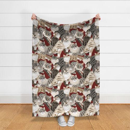 Cat Paradise Pattern red Big scale