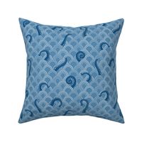 Beware the Kraken beneath the waves - sea monsters, tentacles -sea blue - medium