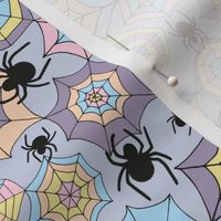 Pastel Halloween spiderwebs with lilac background