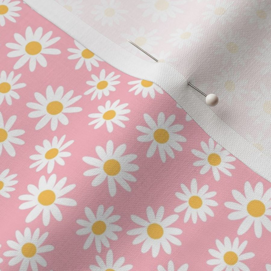 SMALL daisy print fabric - daisies, daisy fabric, baby fabric, spring fabric, baby girl, earthy - pink