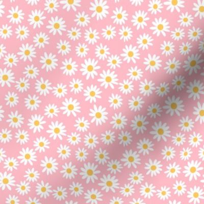 SMALL daisy print fabric - daisies, daisy fabric, baby fabric, spring fabric, baby girl, earthy - pink