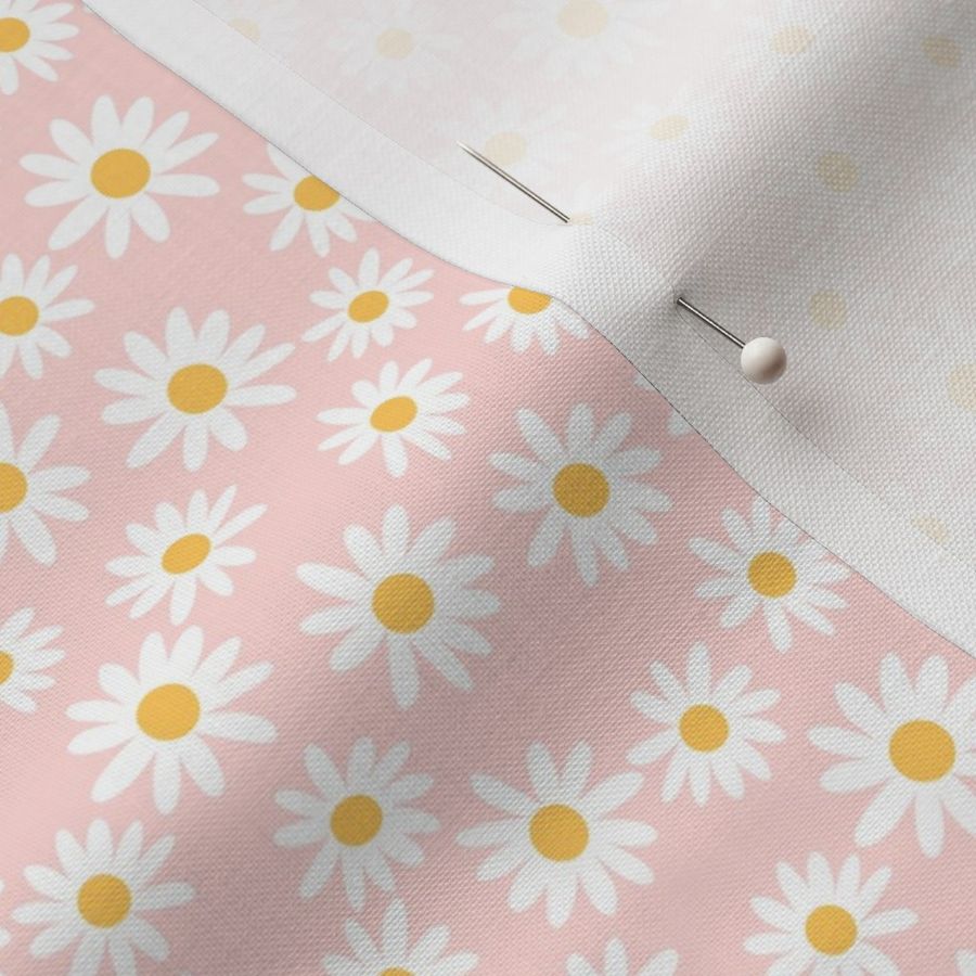 SMALL daisy print fabric - daisies, daisy fabric, baby fabric, spring fabric, baby girl, earthy - pink pastel