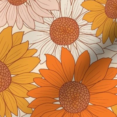 retro floral sunflowers fall autumn flowers 