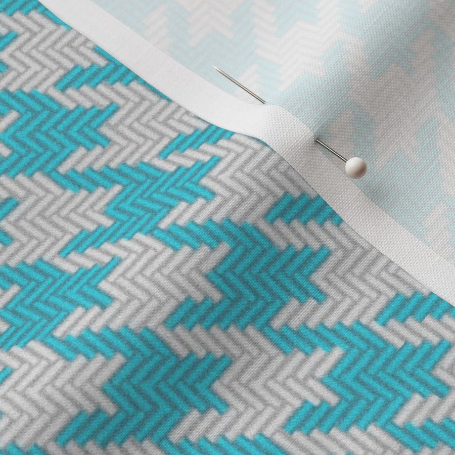 Turquoise and White Houndstooth Plaid