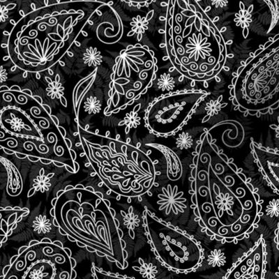 Paisleys White on Black Texture