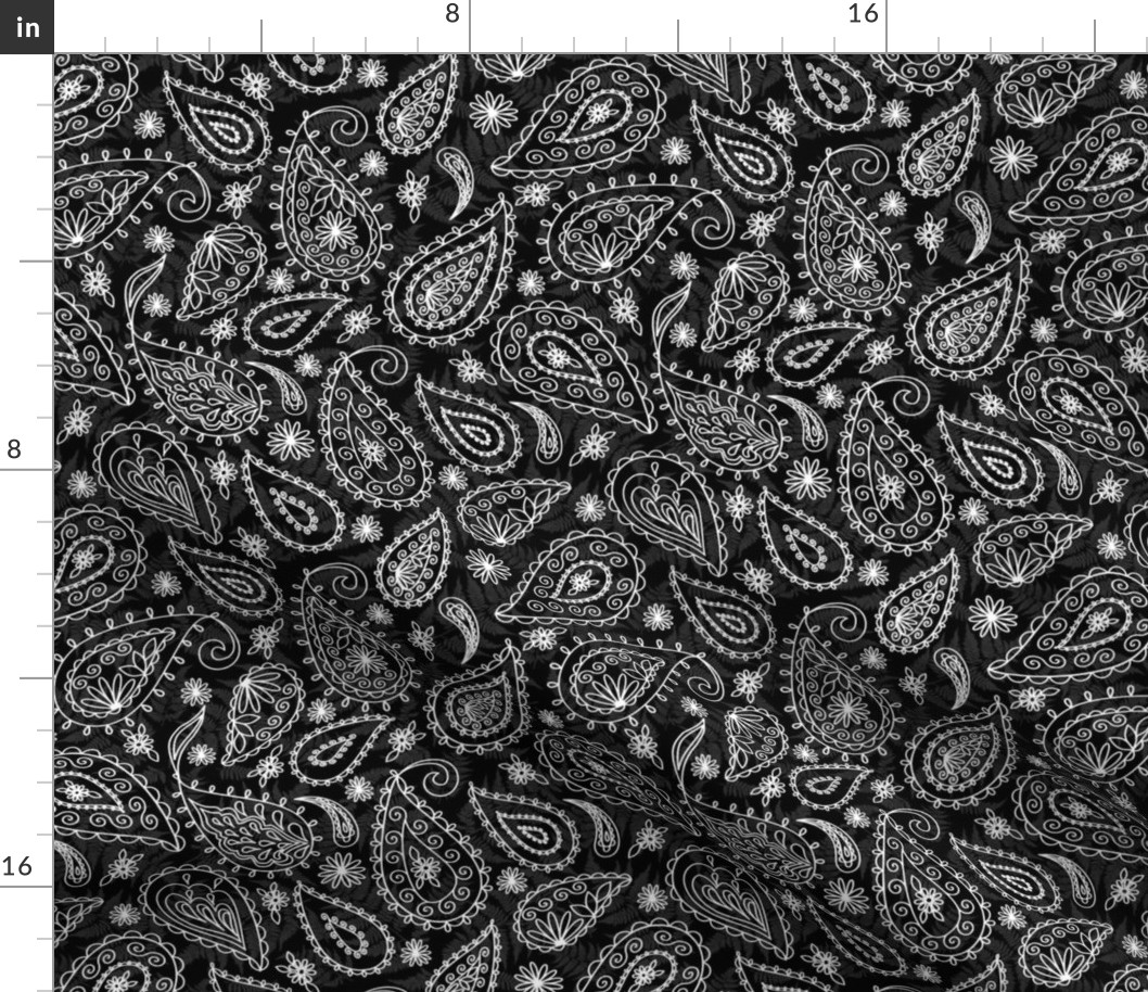 Paisleys White on Black Texture