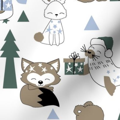 Winter Animals Fox Rabbit Bear Seal Christmas