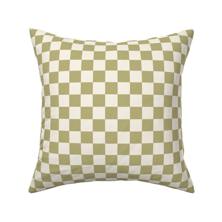 Soft Olive and Cream 1” Classic Checkers by Brittanylane