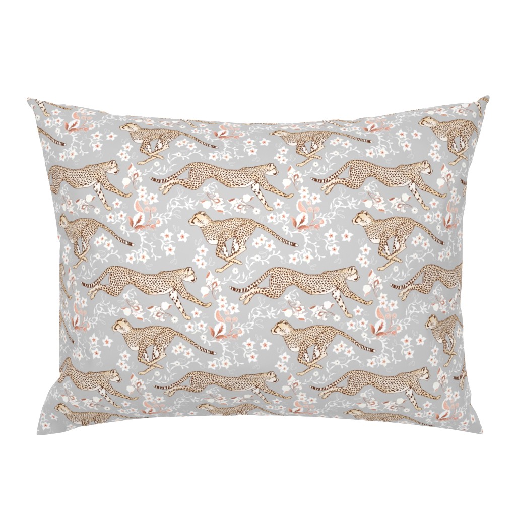 Cheetah Chintz - grey with white flowers