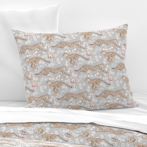 Cheetah Chintz - grey with white flowers