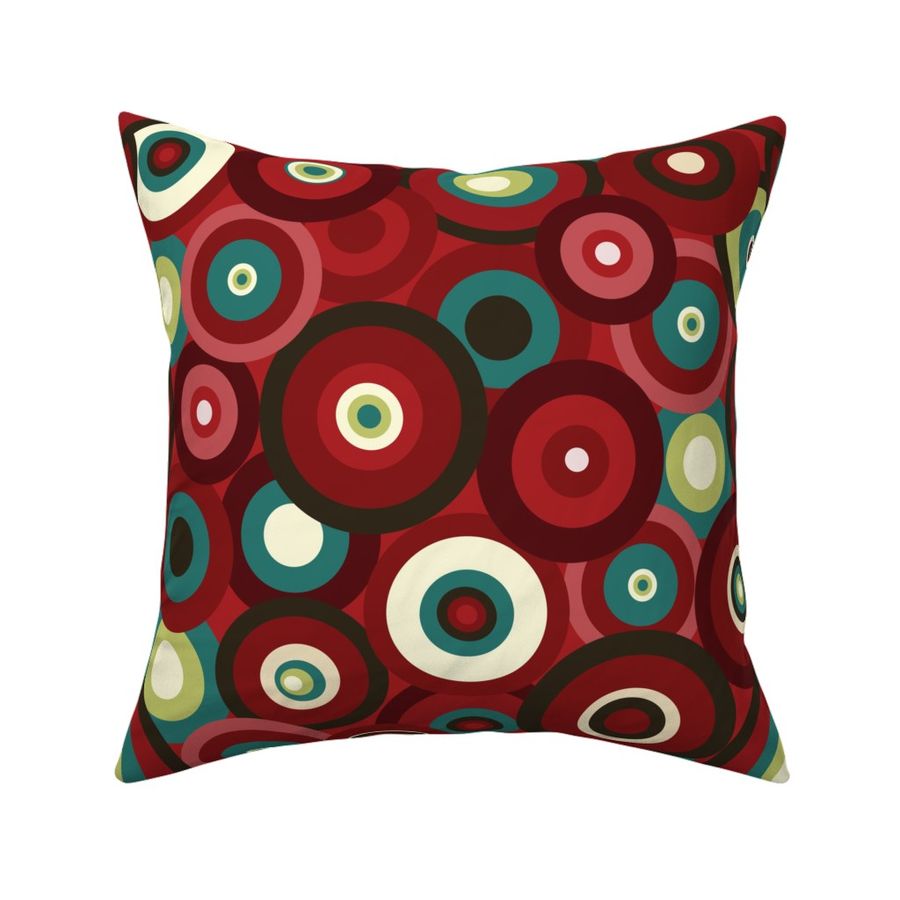 Retro Funky Groovy circles - Maroon Red