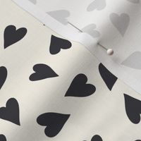 Valentines Tossed Charcoal Black Hearts on White | Fabric 