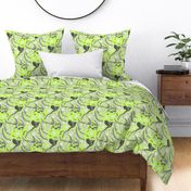 Wattle, Blossom Sparkle! (allover)  - greyscale on lime green, medium 