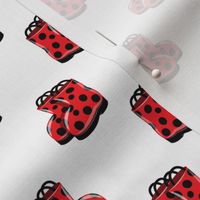 rain boots - ladybug print on white - LAD22