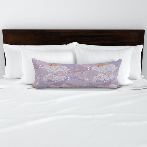 Cozy Night Sky Violet- Medium- Full Moon and Stars Over the Clouds- Purple- Lilac- Lavender Fabric- Relaxing Home Decor- Nursery Wallpaper- Large Scale- Baby Girl