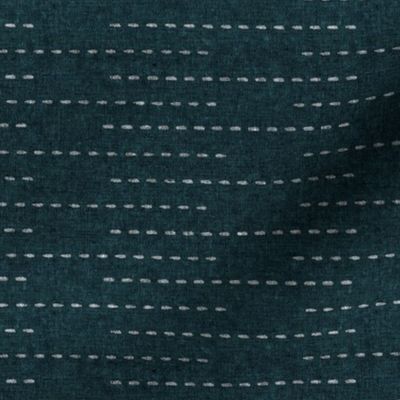 (small scale) running stitch stripes -  dark blue green - LAD22