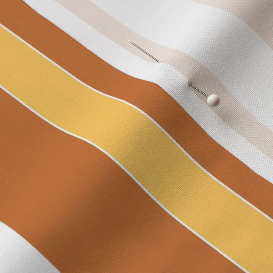 Yellow and brown stripes on white 