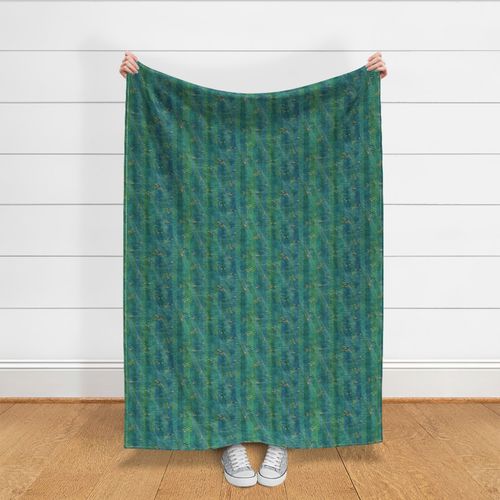 Kelp Forest in Teal and Gold | Sunlight, seaweed and ocean fish, water fabric, sea fabric, ocean decor, green and gold bathroom wallpaper, seaside, beach wear.