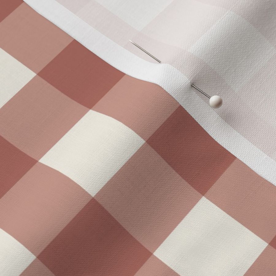 1" Gingham Plaid Check {Dusty Rose and Off White} 