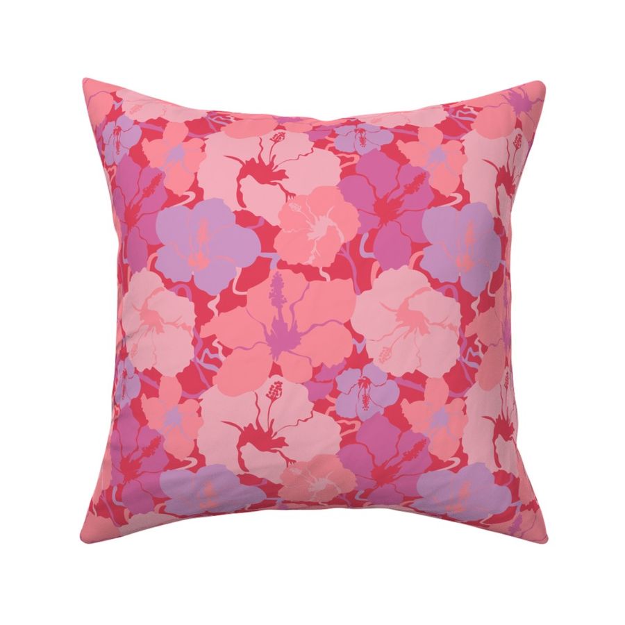 Hawaiian Hibiscus Floral in Orchid Coral