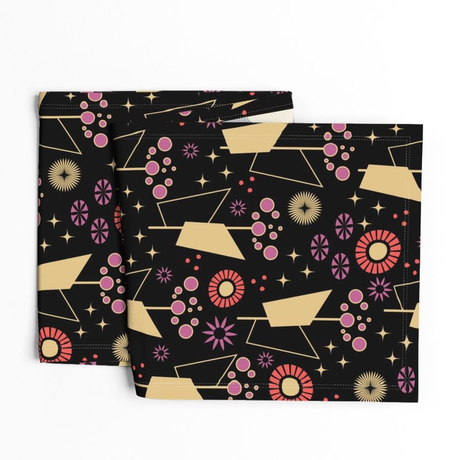 Satellite Garden-Retro-Mid Mod-Flowers-Black Gold-Large