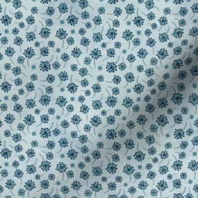 Dandelions floral teal dark extra small