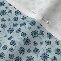 Dandelions floral teal dark extra small