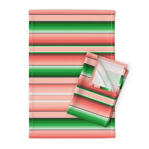 Serape Stripes in Coral Pink and Grass Green Matching Petal Signature Cotton Solids