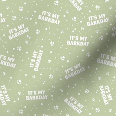 It's my barkday - happy birthday dogs and paws design confetti party white on matcha green mint