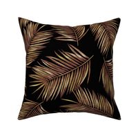 tropical coconut palm leaves, black