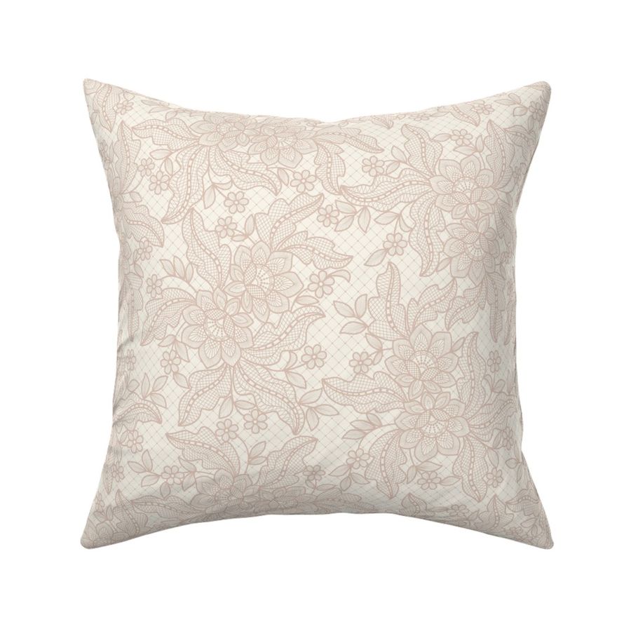 Floral Lace {Blush Pink on Off White} Medium Scale Coquette Faux Lacework